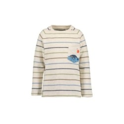 Tumodakids distribuidores de ropa infantil. Camiseta manga larga niño cuello redondo estampado rayas detalle bolsillo - Blue