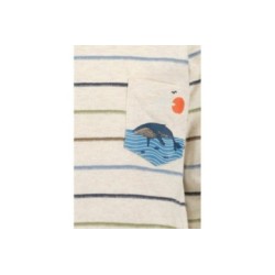 Tumodakids distribuidores de ropa infantil. Camiseta manga larga niño cuello redondo estampado rayas detalle bolsillo - Blue