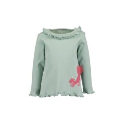 Tumodakids mayoristas de ropa de bebé. Camiseta manga larga cuello volante bebé niña - Blue Seven