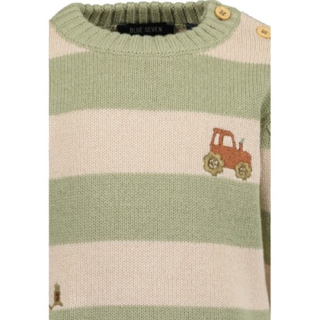 Tumodakids distribuidores de ropa de bebé. Jersey punto bebé niño estampado rayas cuello redondo Granja - Blue Seven