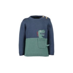 Tumodakids distribuidores de ropa de bebé. Jersey punto cuello redondo bebé niño Dino - Blue Seven