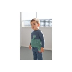 Tumodakids distribuidores de ropa de bebé. Jersey punto cuello redondo bebé niño Dino - Blue Seven