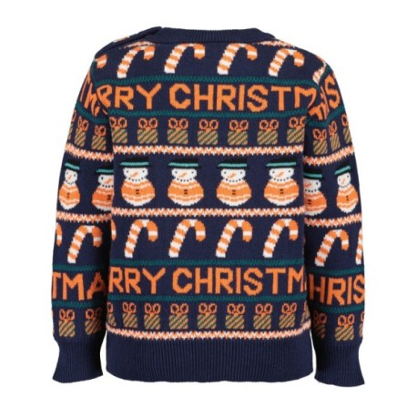 Tumodakids proveedores de ropa de bebé. Jersey punto cuello redondo bebé niño estampado navideño - Blue Seven