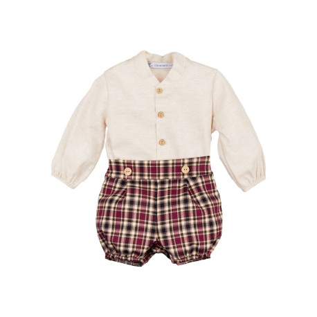 Conjunto 2 piezas manga larga pantalón corto bebé Miño-CLI-11088-B-Calamaro Baby